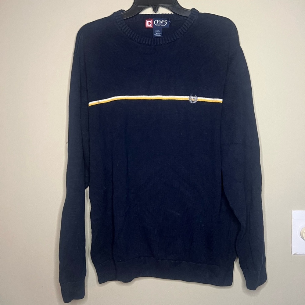 Vintage Chaps Stripe Knit Crewneck Sweater Men’s Large 100% Cotton